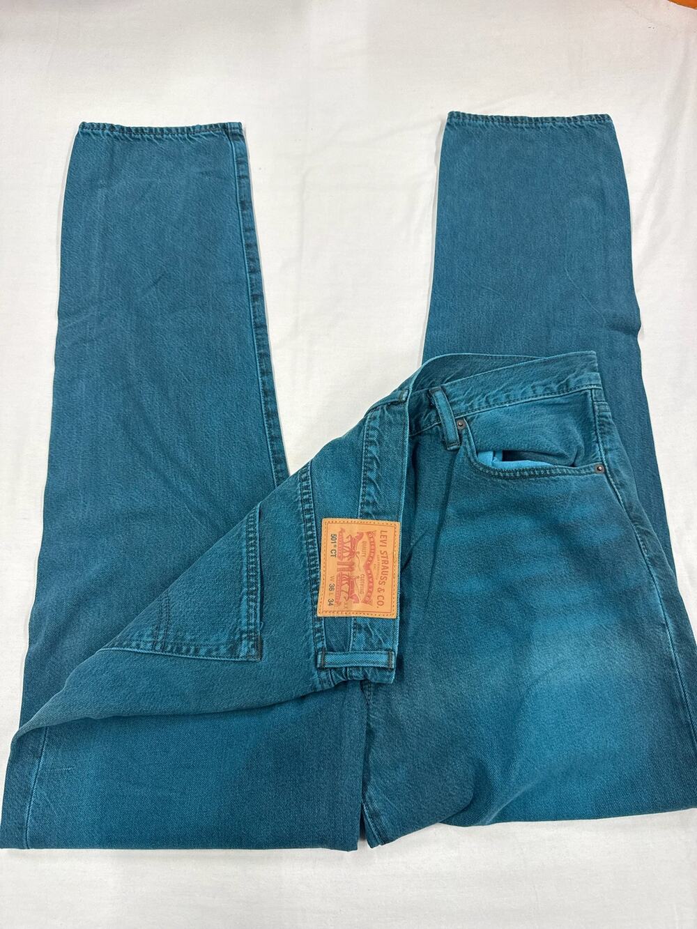 Levi’s 501 CT Custom Tapered Jeans Men’s W36 L34 Teal Blue Button Fly